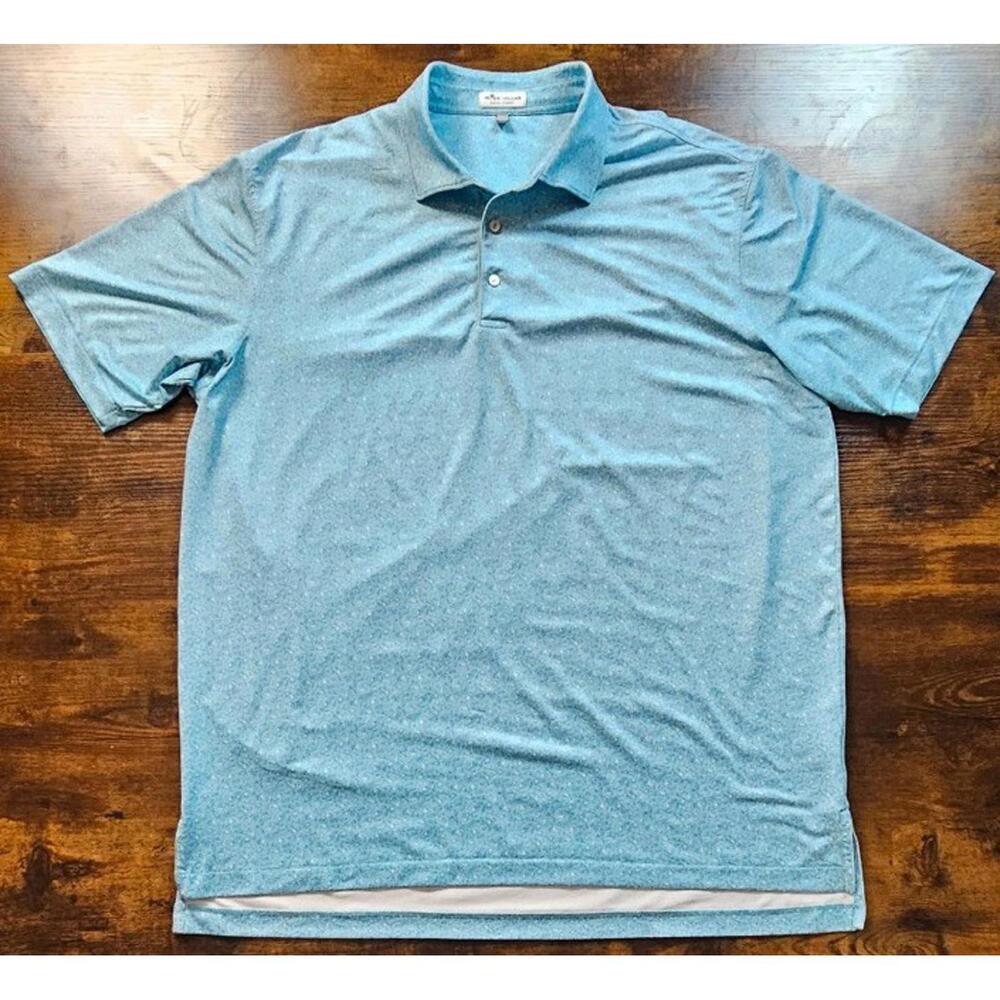 Peter Millar Summer Comfort‎ Polo Mens XL Blue Geometric Short Sleeve Golf Shirt